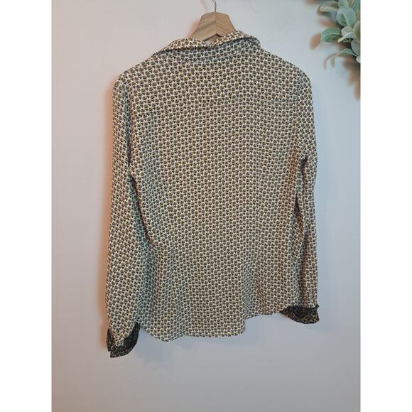 Zara Collar Contrast Button Down Wrinkle-free Beige Cream Gold N - Picture 3 of 4